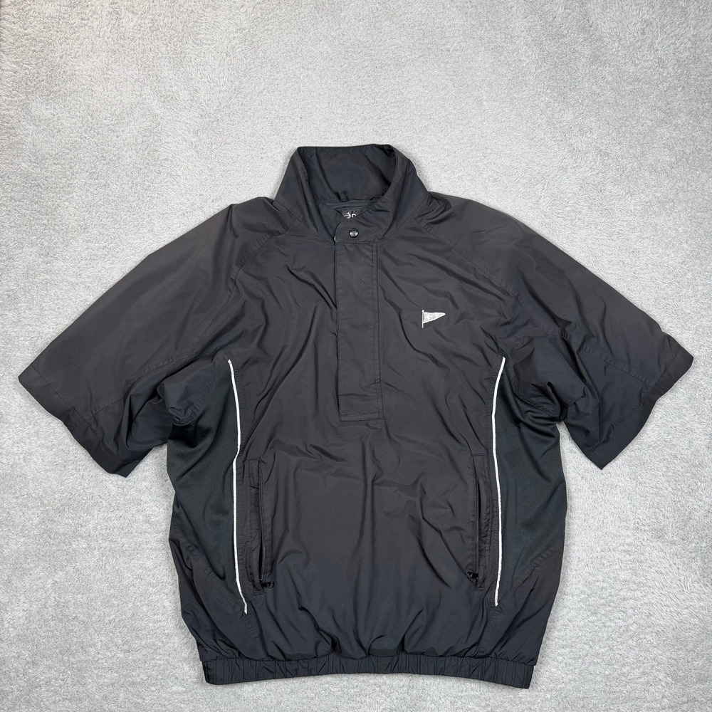 FootJoy DryJoys Mens Medium Black Short Sleeve Golf Windshirt Pullover Jacket